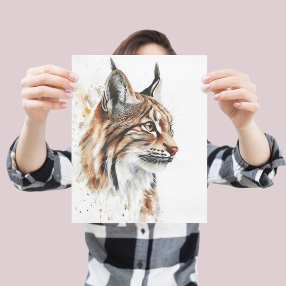 Watercolor Lynx Portrait Wall Art Illustration Print Poster Unframed - Picture 5 of 9